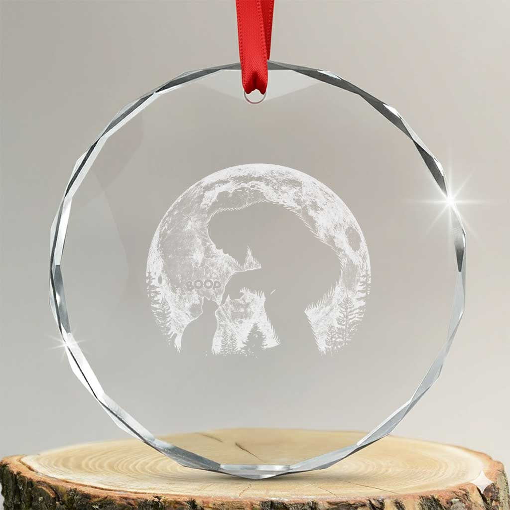 Fun Hand Boop Nose Bigfoot Cat Crystal Glass Ornament Sasquatch Full Moon