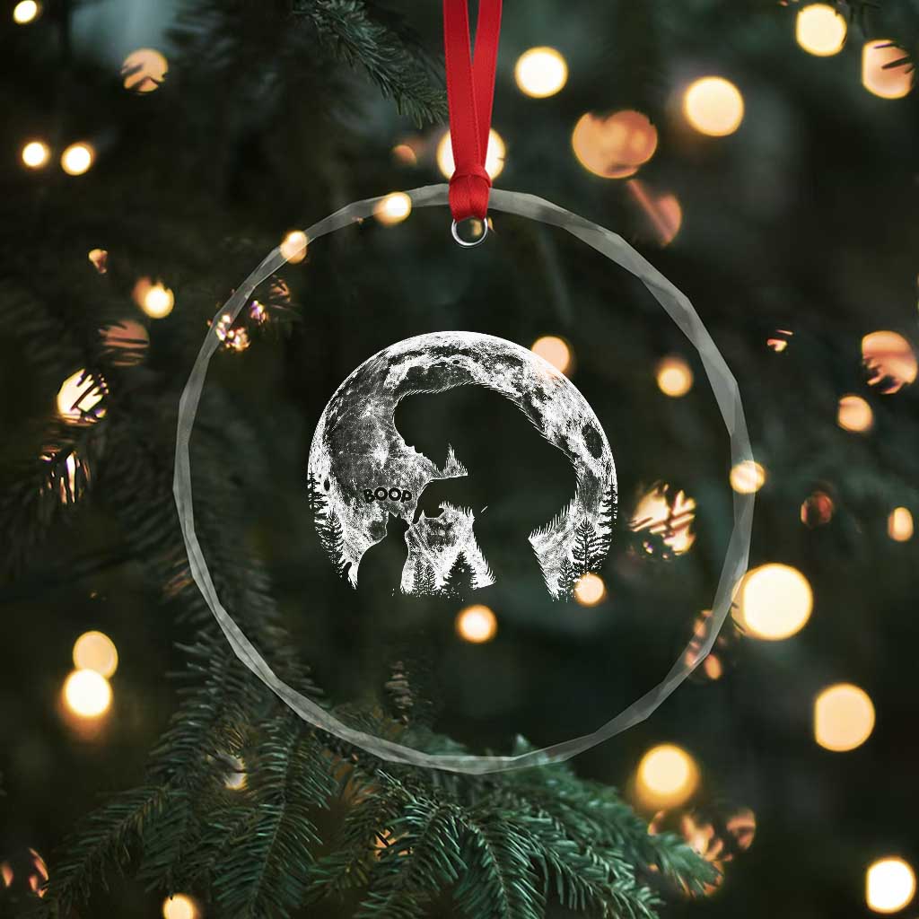 Fun Hand Boop Nose Bigfoot Cat Crystal Glass Ornament Sasquatch Full Moon