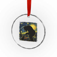 Fun Hand Boop Nose Bigfoot Cat Crystal Glass Ornament Sasquatch Starry Night Van Gogh