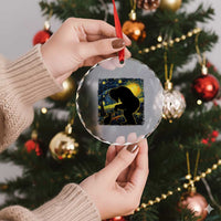 Fun Hand Boop Nose Bigfoot Cat Crystal Glass Ornament Sasquatch Starry Night Van Gogh
