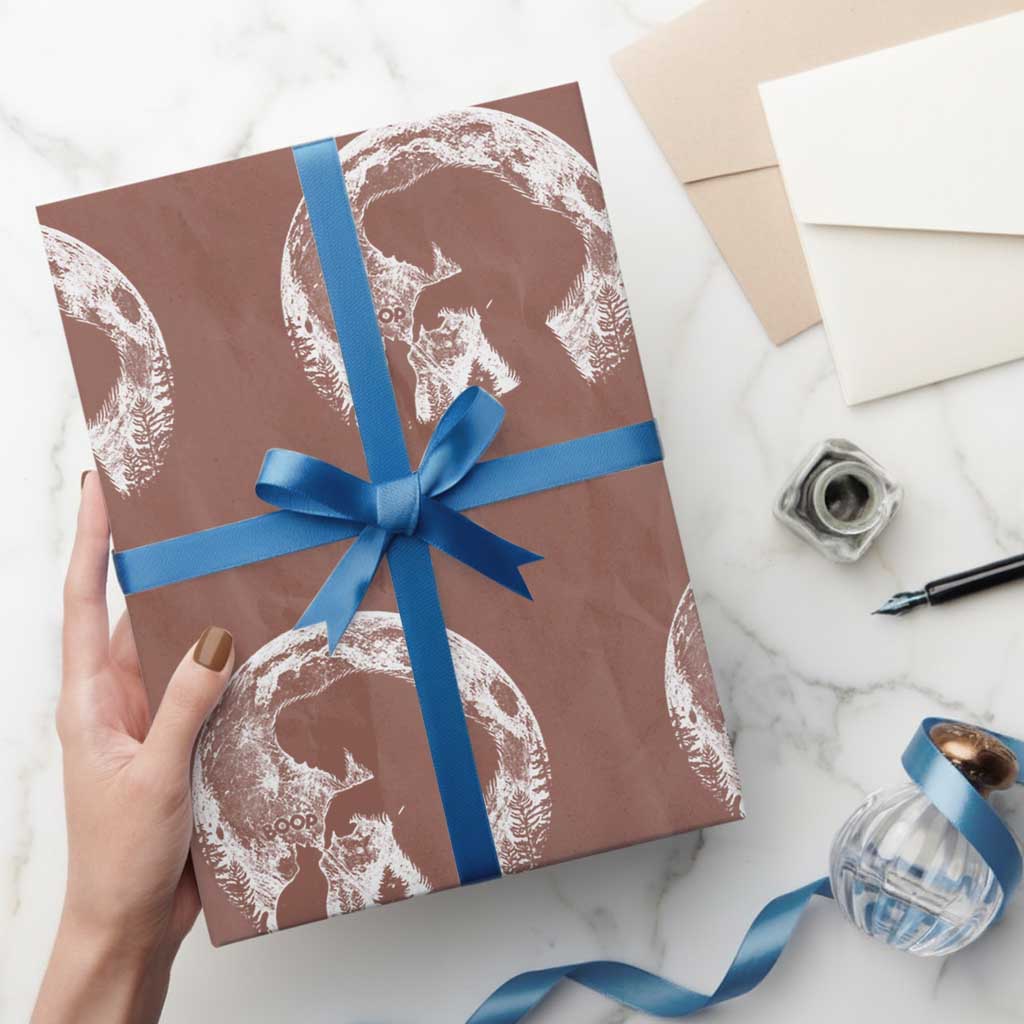 Fun Hand Boop Nose Bigfoot Cat Wrapping Paper Roll Sasquatch Full Moon
