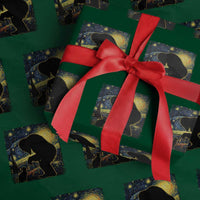 Fun Hand Boop Nose Bigfoot Cat Wrapping Paper Roll Sasquatch Starry Night Van Gogh