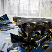 Fun Hand Boop Nose Bigfoot Cat Wrapping Paper Roll Sasquatch Starry Night Van Gogh