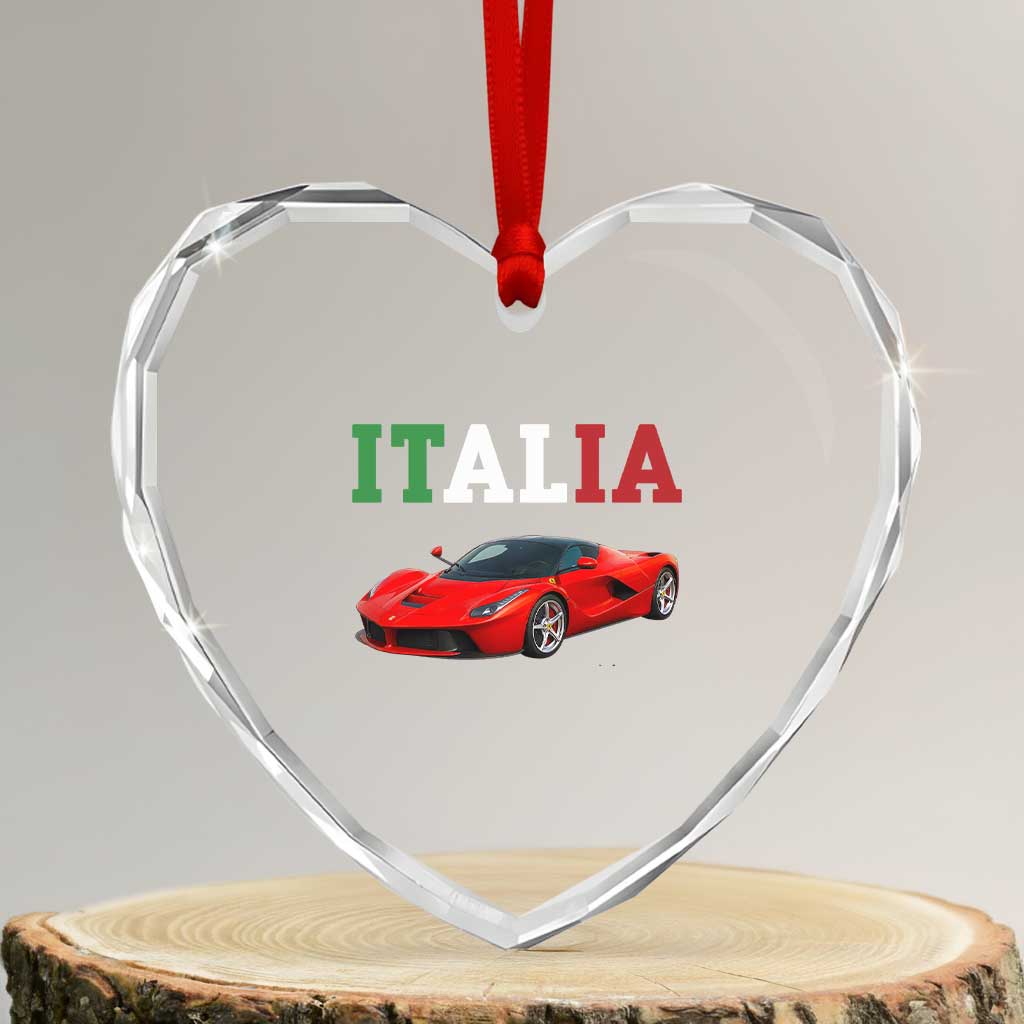 Fun Italian Exotic Supercar Heart Crystal Glass Ornament