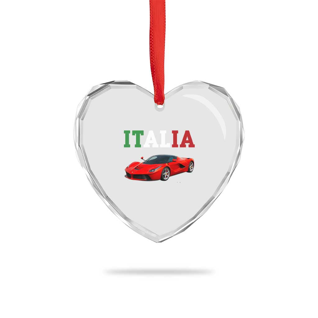 Fun Italian Exotic Supercar Heart Crystal Glass Ornament