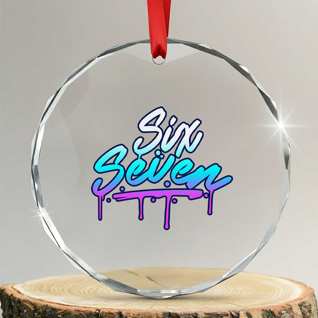 Fun Six Seven Crystal Glass Ornament Funny 6 7 Meme Gen Alpha Slang Streetwear Gradient - Wonder Print Shop