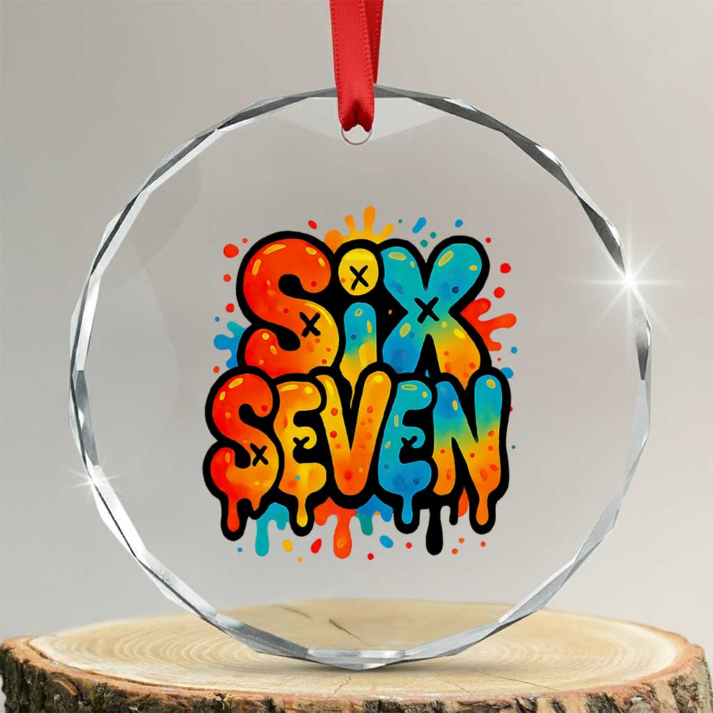 Fun Six Seven Graffiti Crystal Glass Ornament Funny 67 Meme Gen Alpha Slang Streetwear Hip Hop - Wonder Print Shop