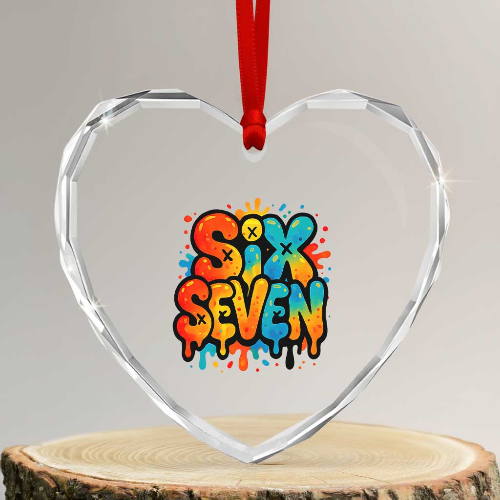 Fun Six Seven Graffiti Heart Crystal Glass Ornament Funny 67 Meme Gen Alpha Slang Streetwear Hip Hop - Wonder Print Shop