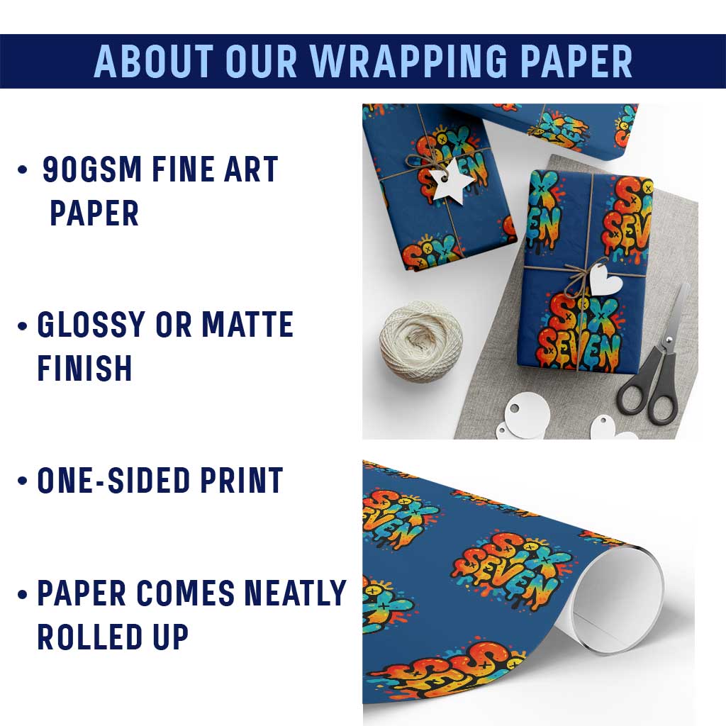 Fun Six Seven Graffiti Wrapping Paper Roll Funny 67 Meme Gen Alpha Slang Streetwear Hip Hop - Wonder Print Shop