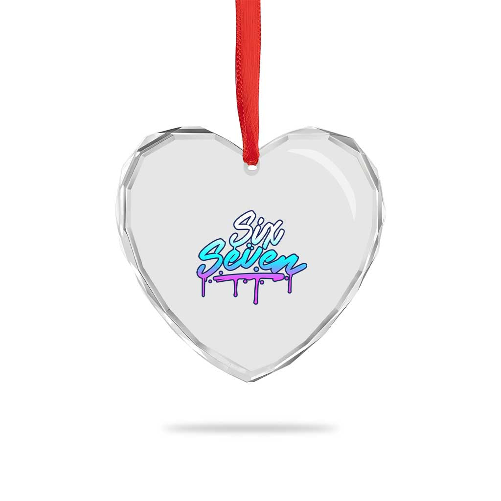 Fun Six Seven Heart Crystal Glass Ornament Funny 6 7 Meme Gen Alpha Slang Streetwear Gradient - Wonder Print Shop