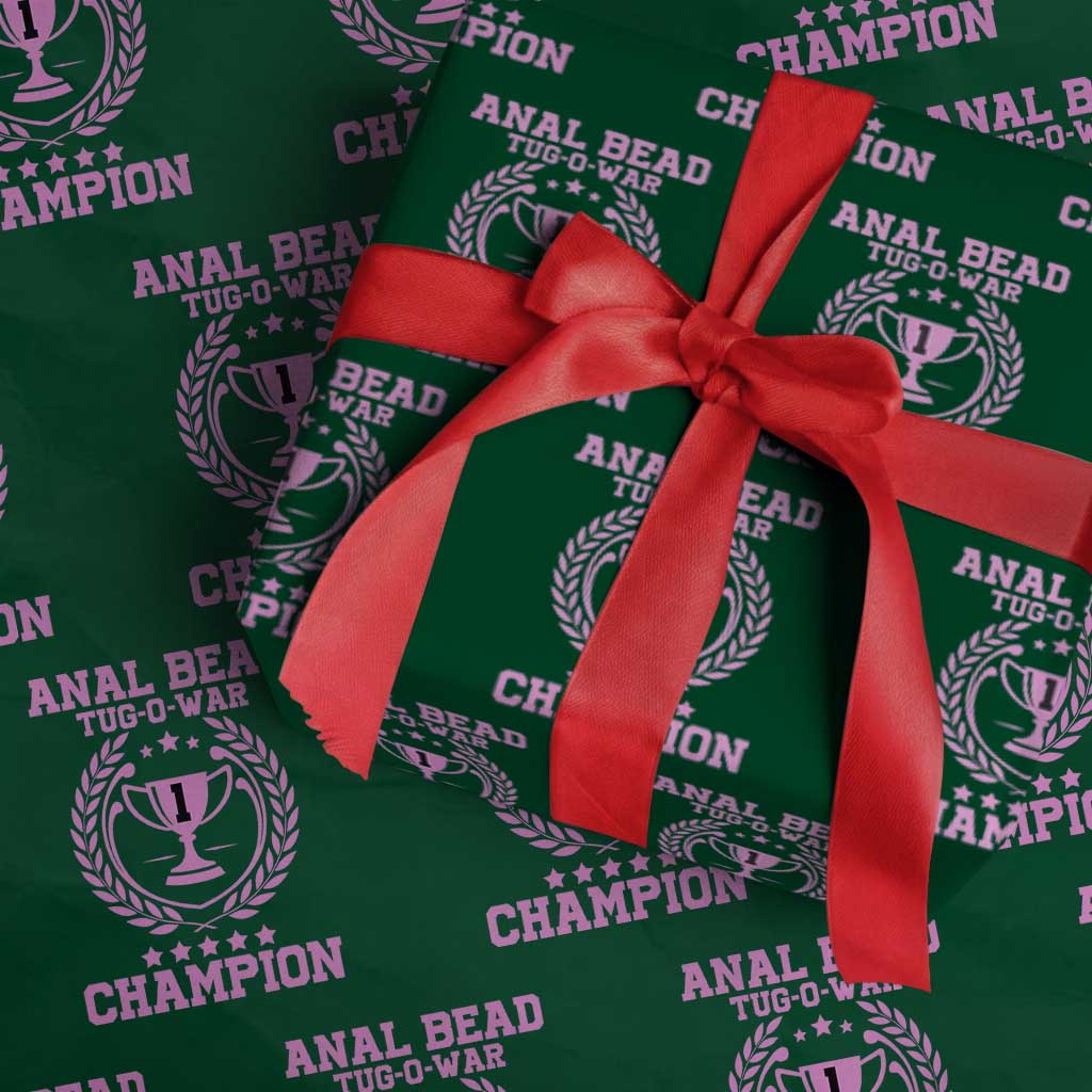 Funny #1 Anal Bead Tug O War Champion Wrapping Paper Roll Pink Adult Humor Cringe - Wonder Print Shop