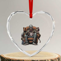 Funny #1 Dad Zombie Horror Heart Crystal Glass Ornament Halloween Family Father Gift