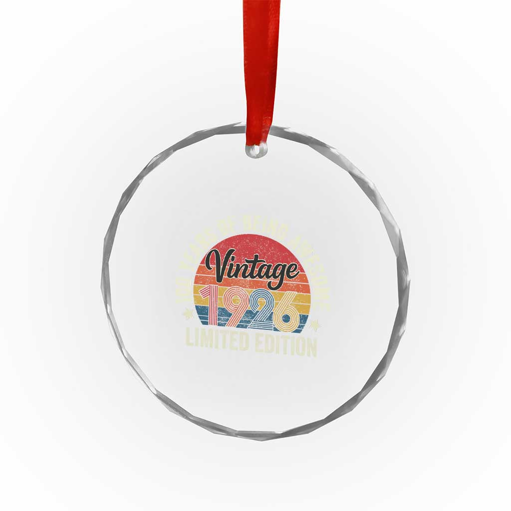 Funny 100th Birthday Crystal Glass Ornament Vintage 1926 Limited Edition 50 Year Old Bday Gifts