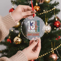 Funny 13th Birthday Crystal Glass Ornament 13 Years 156 Months Of Being Awesome American Flag - Wonder Print Shop