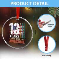 Funny 13th Birthday Crystal Glass Ornament 13 Years 156 Months Of Being Awesome American Flag - Wonder Print Shop