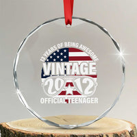 Funny 13th Birthday Crystal Glass Ornament Vintage 2012 Official Teenager 13 Years Of Being Awesome USA Flag Sunglasses - Wonder Print Shop
