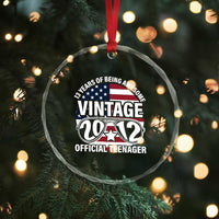 Funny 13th Birthday Crystal Glass Ornament Vintage 2012 Official Teenager 13 Years Of Being Awesome USA Flag Sunglasses - Wonder Print Shop