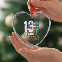 Funny 13th Birthday Heart Crystal Glass Ornament 13 Years 156 Months Of Being Awesome American Flag - Wonder Print Shop