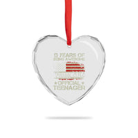 Funny 13th Birthday Heart Crystal Glass Ornament Vintage 2012 Official Teenager 13 Years Of Being Awesome USA Flag - Wonder Print Shop