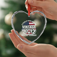 Funny 13th Birthday Heart Crystal Glass Ornament Vintage 2012 Official Teenager 13 Years Of Being Awesome USA Flag Sunglasses - Wonder Print Shop