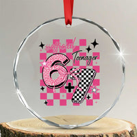 Funny 13th Birthday Official Teenager Crystal Glass Ornament 6+7 13 Year Old Kids Girls Pink Checkered 67 Meme