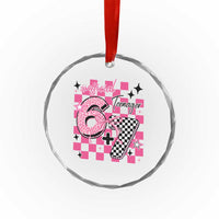 Funny 13th Birthday Official Teenager Crystal Glass Ornament 6+7 13 Year Old Kids Girls Pink Checkered 67 Meme