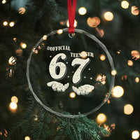 Funny 13th Birthday Official Teenager Crystal Glass Ornament Viral Meme Six Seven 6 7 Hands 13 Years Old Boys Kids