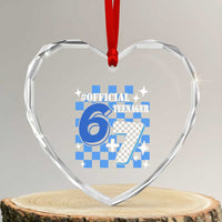 Funny 13th Birthday Official Teenager Heart Crystal Glass Ornament 6+7 13 Year Old Boys Kids Checkered 67 Meme