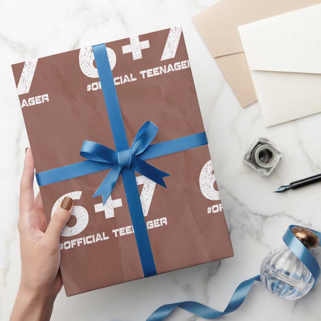 Funny 13th Birthday Official Teenager Wrapping Paper Roll 13 Years Old Boys Kids