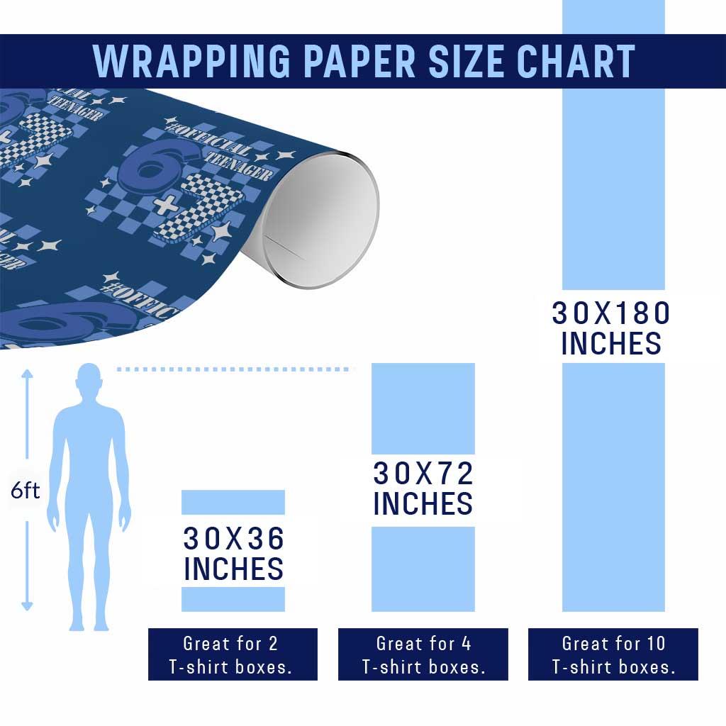 Funny 13th Birthday Official Teenager Wrapping Paper Roll 6+7 13 Year Old Boys Kids Checkered 67 Meme