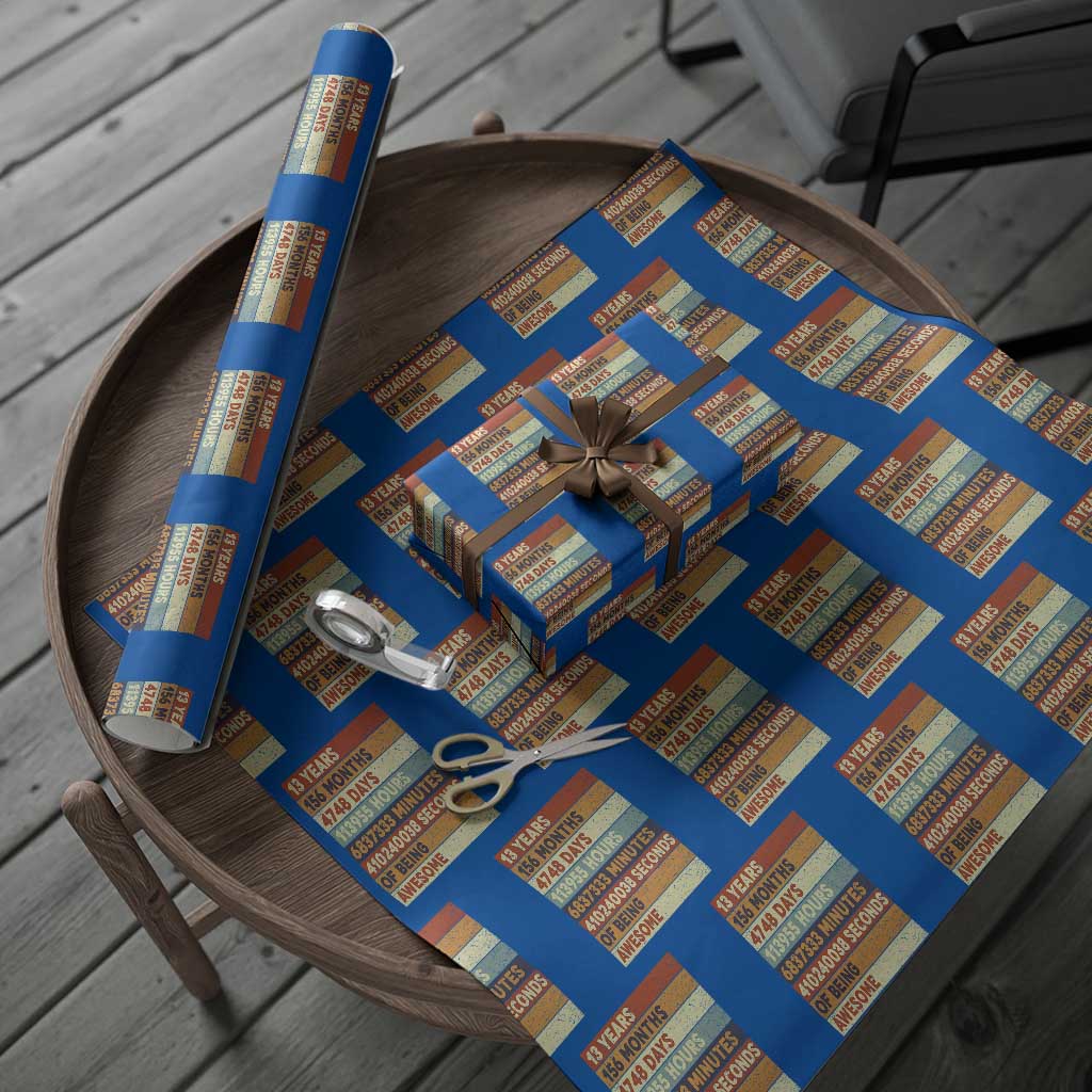 Funny 13th Birthday Wrapping Paper Roll 13 Years 156 Months 4748 Days Vintage Retro - Wonder Print Shop