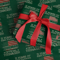 Funny 13th Birthday Wrapping Paper Roll Vintage 2012 Official Teenager 13 Years Of Being Awesome USA Flag - Wonder Print Shop