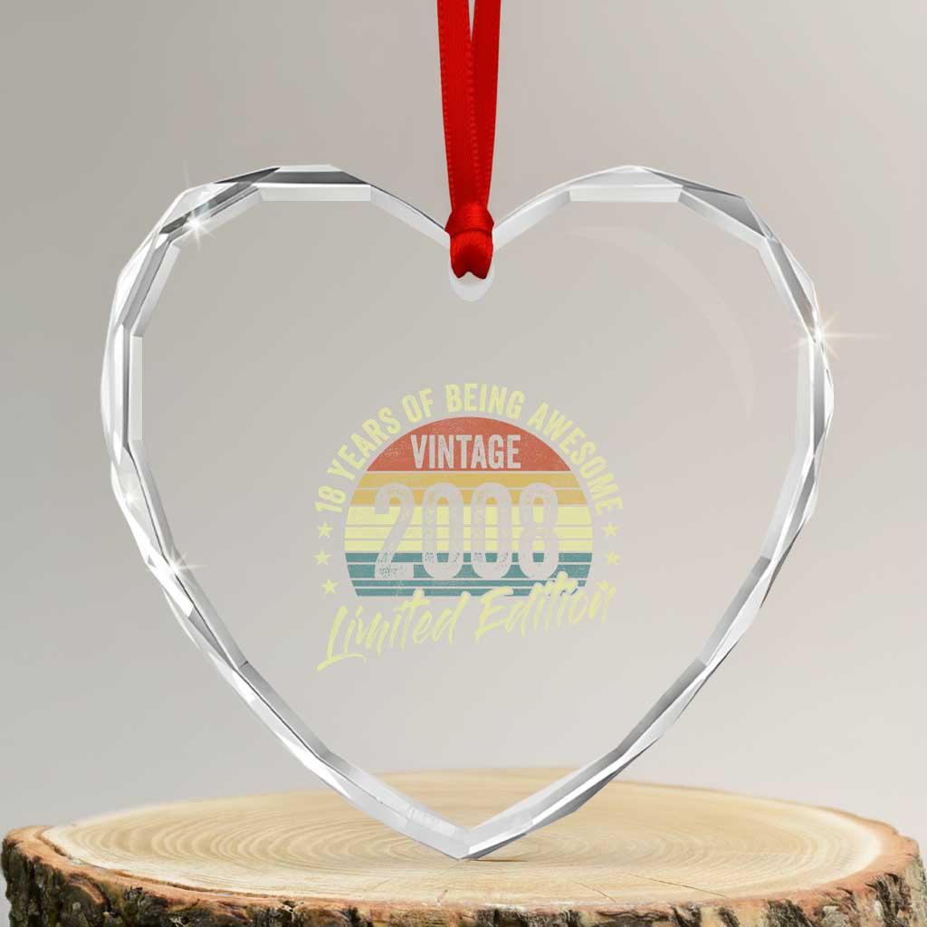 Funny 18th Birthday Heart Crystal Glass Ornament 18 Years Old Gifts Vintage 2008 Limited Edition