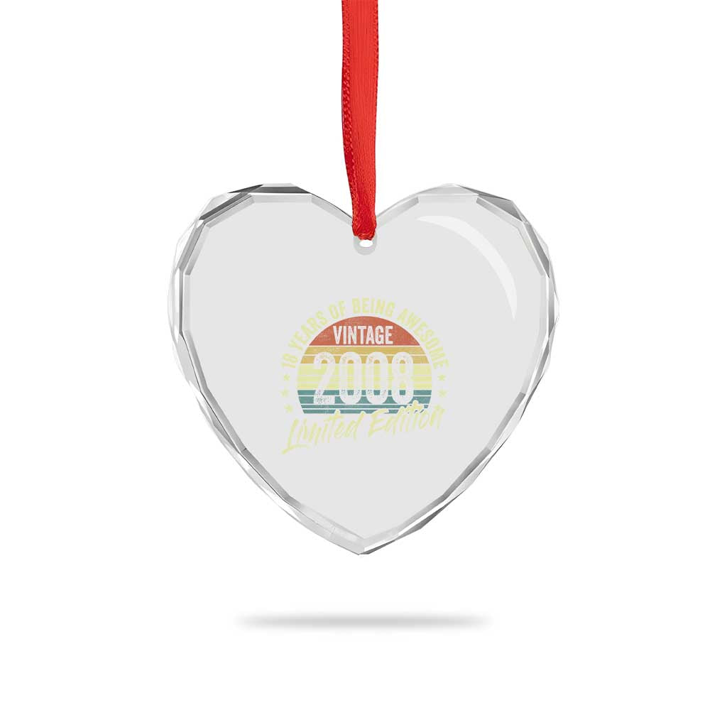Funny 18th Birthday Heart Crystal Glass Ornament 18 Years Old Gifts Vintage 2008 Limited Edition
