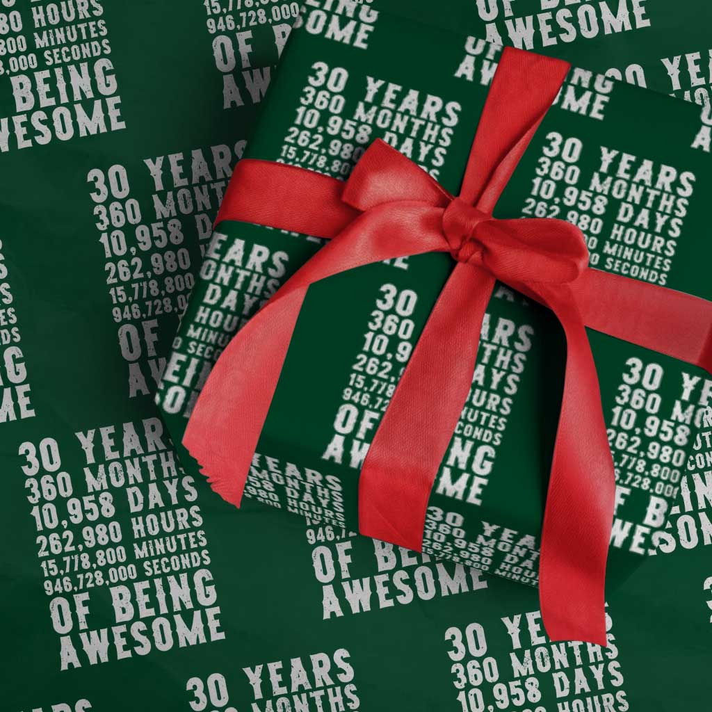 Funny 30th Birthday Wrapping Paper Roll Thirty Years Of Being Awesome