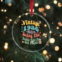 Funny 40th Birthday Crystal Glass Ornament Retro Groovy 1986 Weird Being The Same Age As Old People