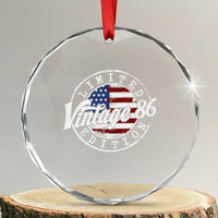 Funny 40th Birthday Crystal Glass Ornament Vintage 1986 Stamp 40 Years Old American Flag