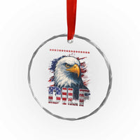 Funny 4th Of July DILF Damn I Love Freedom Crystal Glass Ornament Vintage Bald Eagle 4th Of July - Wonder Print Shop
