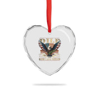 Funny 4th Of July DILF Damn I Love Freedom Heart Crystal Glass Ornament Bald Eagle American Flag - Wonder Print Shop
