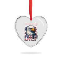 Funny 4th Of July DILF Damn I Love Freedom Heart Crystal Glass Ornament Vintage Bald Eagle 4th Of July - Wonder Print Shop