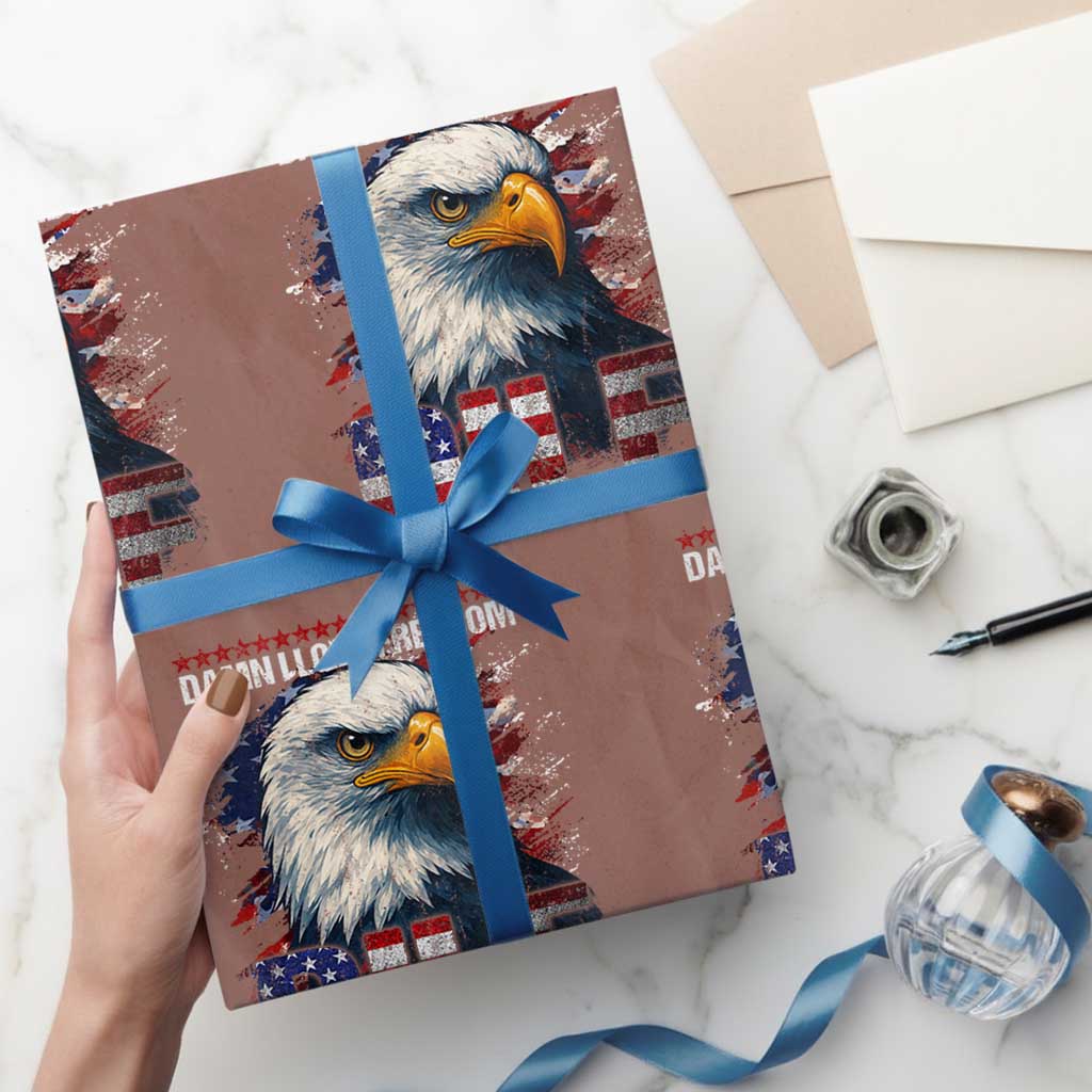 Funny 4th Of July DILF Damn I Love Freedom Wrapping Paper Roll Vintage Bald Eagle 4th Of July - Wonder Print Shop