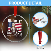 Funny 4th Of July George Washington Crystal Glass Ornament Suck It England