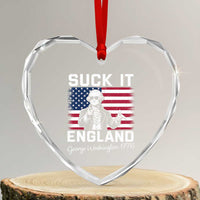 Funny 4th Of July George Washington Heart Crystal Glass Ornament Suck It England