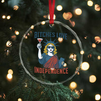 Funny 4th of July Statue of Liberty Cocktail Crystal Glass Ornament Retro Bitches Love Independence TS02