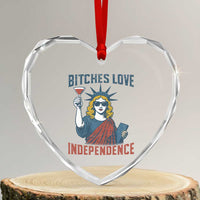 Funny 4th of July Statue of Liberty Cocktail Heart Crystal Glass Ornament Retro Bitches Love Independence - Wonder Print Shop