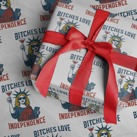 Funny 4th of July Statue of Liberty Cocktail Wrapping Paper Roll Retro Bitches Love Independence - Wonder Print Shop