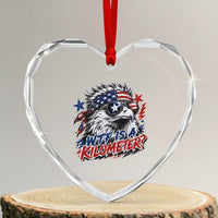 Funny 4th Of July WTF Is A Kilometer Heart Crystal Glass Ornament Vintage USA Meme Patriotic Eagle Humor Independence Day