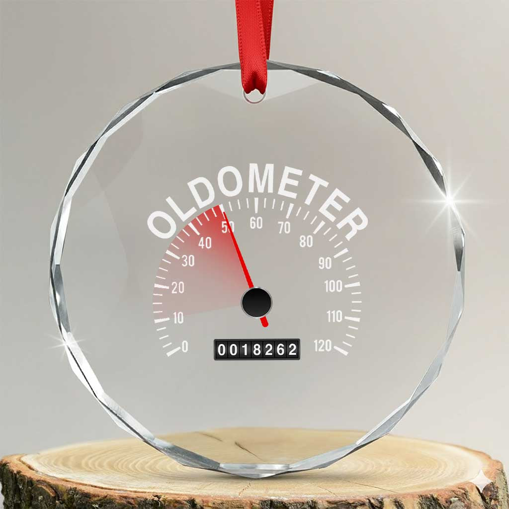 Funny 50th Birthday Crystal Glass Ornament Oldometer Odometer 50 Year Old Joke