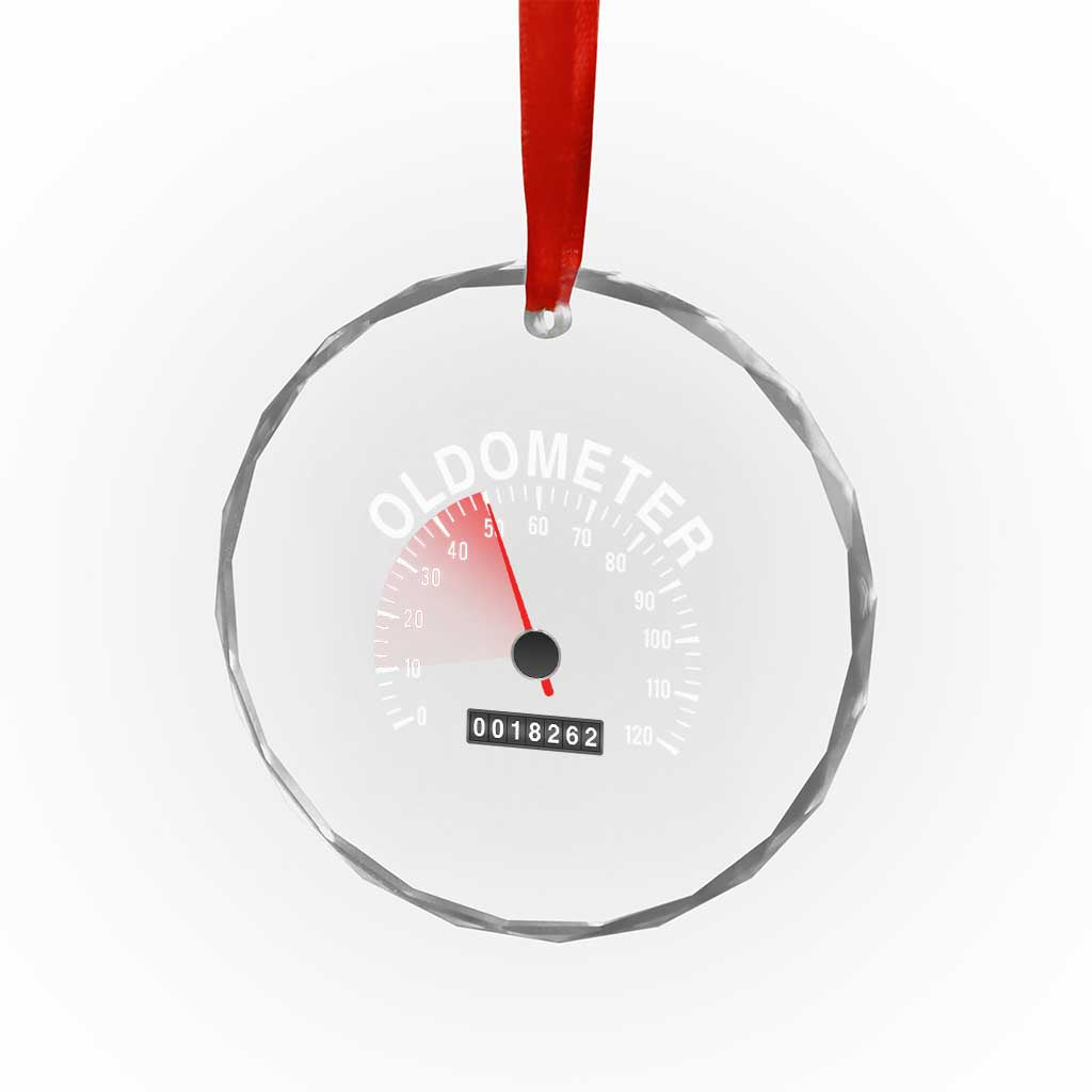 Funny 50th Birthday Crystal Glass Ornament Oldometer Odometer 50 Year Old Joke