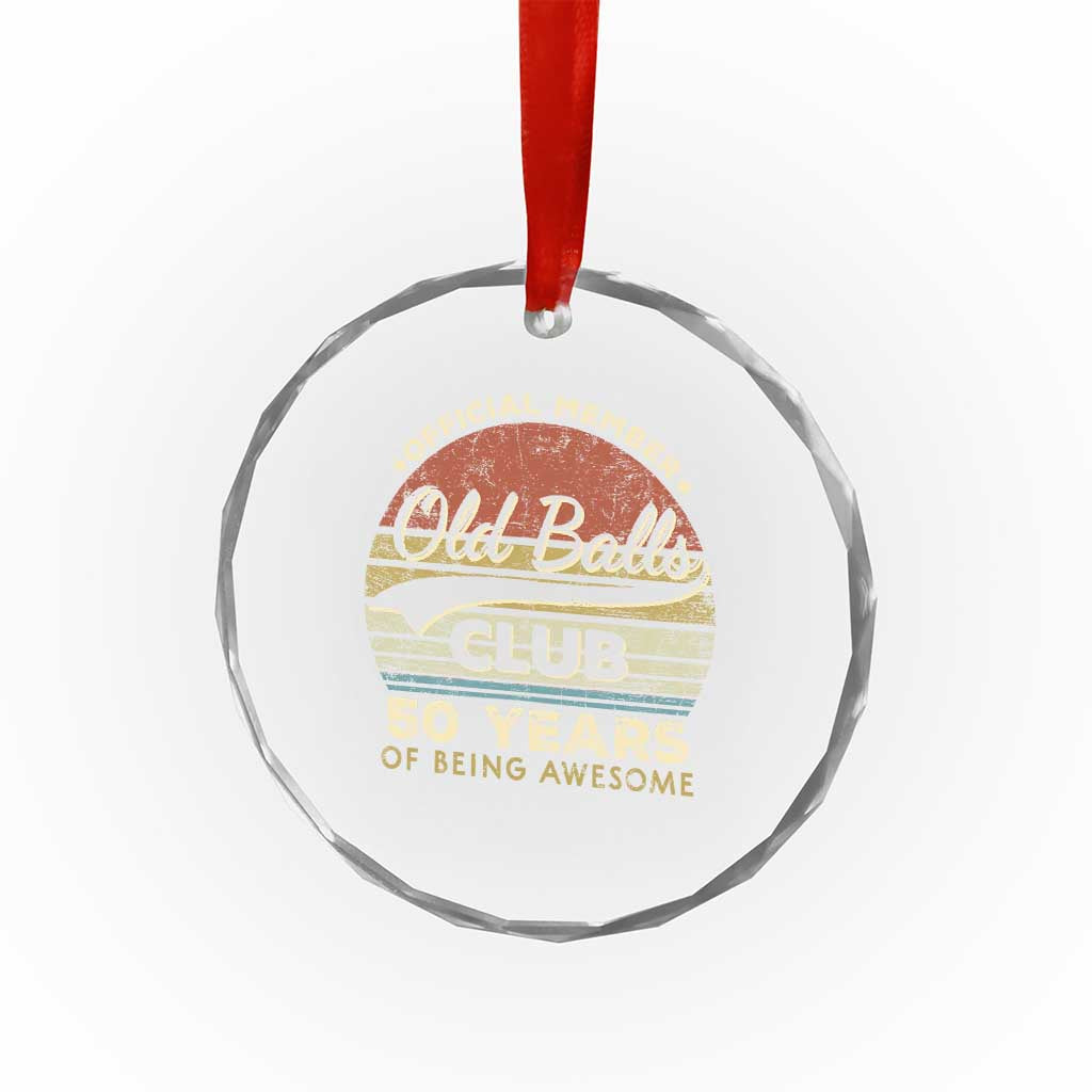 Funny 50th Birthday Crystal Glass Ornament Retro Old Balls Club 50 Years Of Awesome Gag Gift